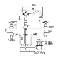 Фото Смеситель Sbordoni Londra LO142clBT для раковины, с донным клапаном, бронза матовая