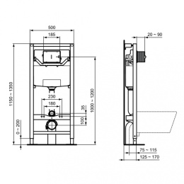Инсталляция Ideal Standard Prosys с унитазом Strada II AquaBlade®, P387001, сиденье микролифт, компл