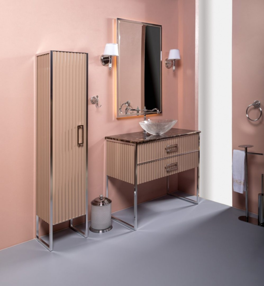 Фото Armadi Art 867-100-CPCR Тумба MONACO 100см h74см капучино глянец + хром под раковину чашу