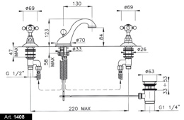 Фото Смеситель Nicolazzi Dames Anglaises 1408DB18 для раковины, бронза, ручки Dames Anglaises