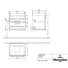 Villeroy Boch Avento A88900PN Тумба под раковину 580х452 мм (Elm Impresso)