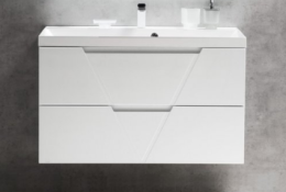 Фото Тумба под раковину BelBagno Vittoria-1000-2C-SO-BL 100 см подвесная, цвет белый глянцевый