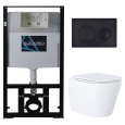 Инсталляция+унитаз Azario (AZ-8010-1000+AZ-8200-0013+AZ-0053) Черный
