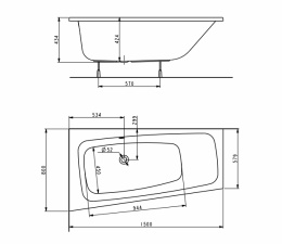Фото Акриловая ванна 150x80 KOLO (XWA1651000), асимметричная