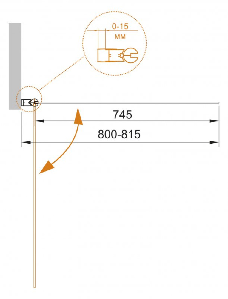 Душевая шторка на ванну Cezares ECO-O-V-1-80/140-C-Cr 80x140 см, стекло прозрачное