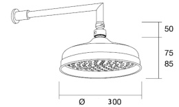 Верхний душ Верхний душ Margaroli Luxe 206, L206300OB, 30х30 см, 1 режим струи, без держателя