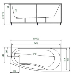 Фото Акриловая ванна 160x75 Aquatek (PAN160-0000038), асимметричная