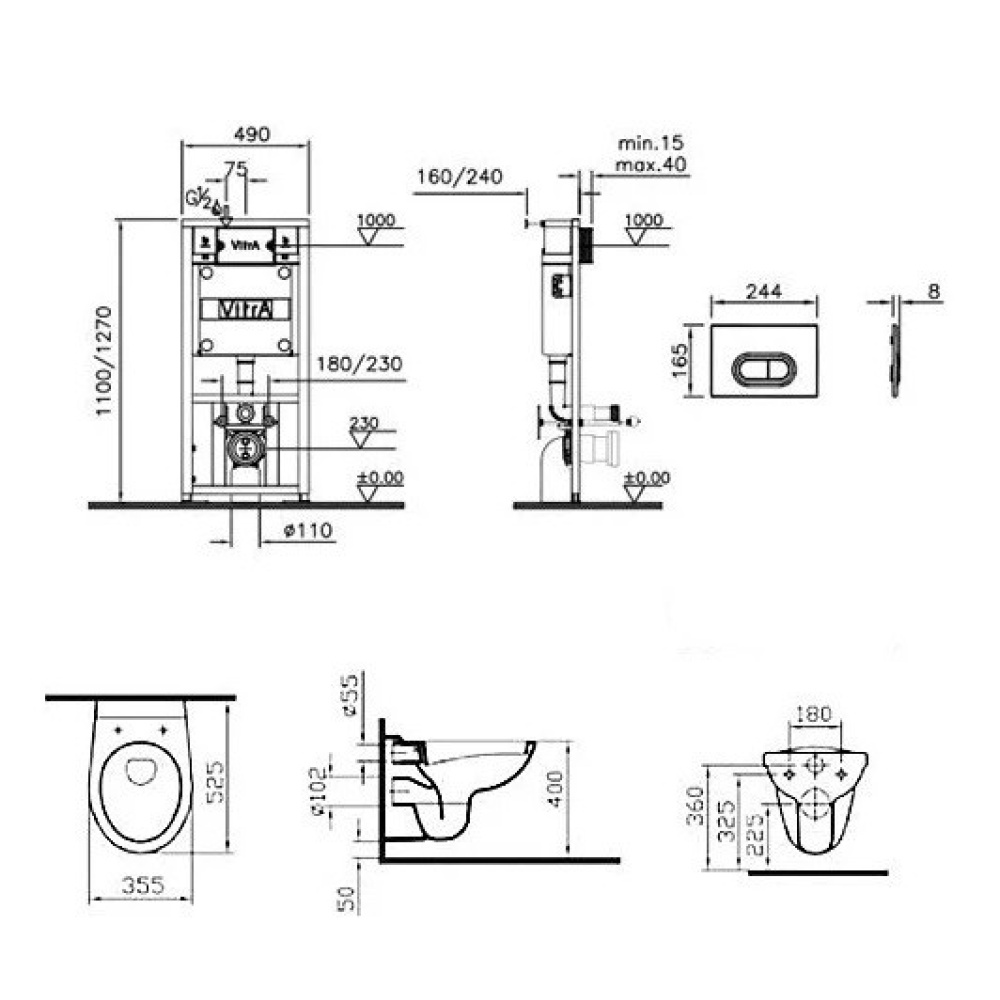Инсталляция и унитаз Vitra Normus (9773B003-7201) белый