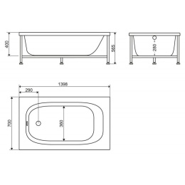 Акриловая ванна 140x70 BelBagno (BB101-140-70), прямоугольная