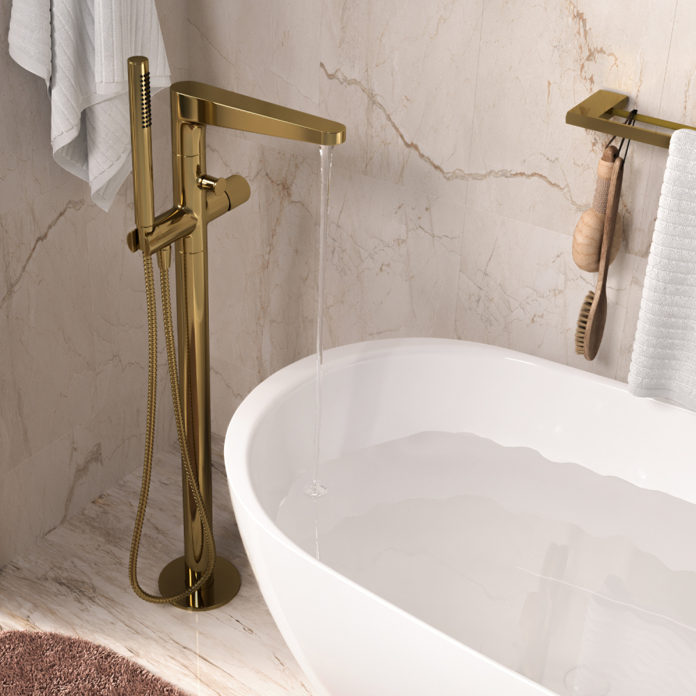 Напольный смеситель для ванны WasserKRAFT (7121) золото