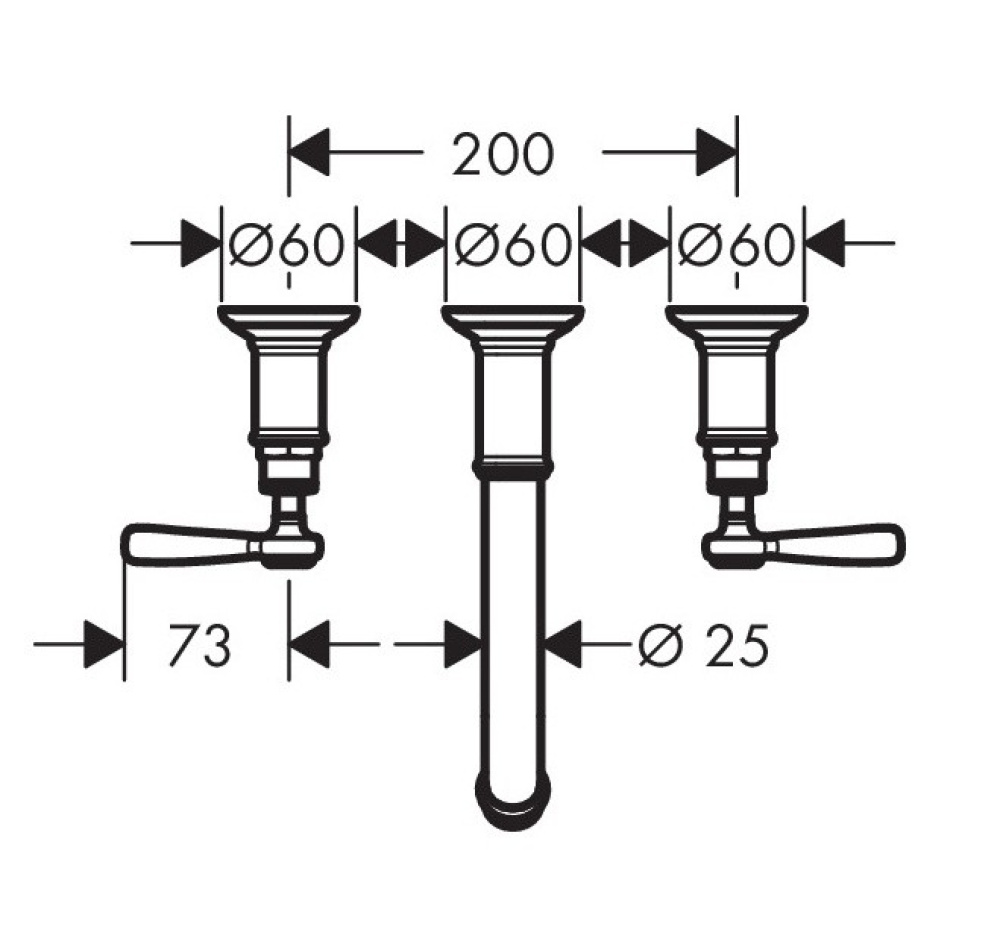 Фото AXOR Montreux 16534340 Настенный смеситель для раковины (Шлифованный черный хром)