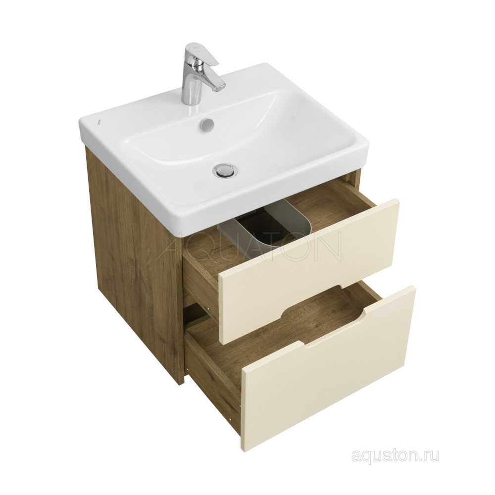 Фото Тумба под раковину Aquaton Оливия 55 бежевый, дуб велл 1A254201OLVG0