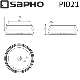 Sapho Priori PI021 Керамическая раковина-чаша STONE PRIORI на столешницу, черный/камень