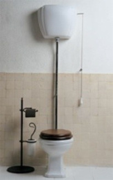 Фото Унитаз с бачком на высокой трубе Globo Paestum (PA002.BI+PA010.BI+BA005+BA003) хром, белый