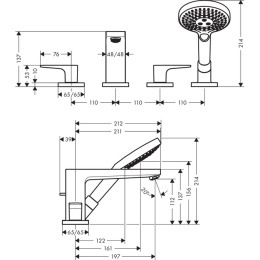 Смеситель для ванны и душа Hansgrohe Metropol (74552000) хром