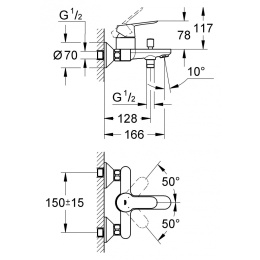 Смеситель для ванны Grohe BauEdge 23334000 с изливом