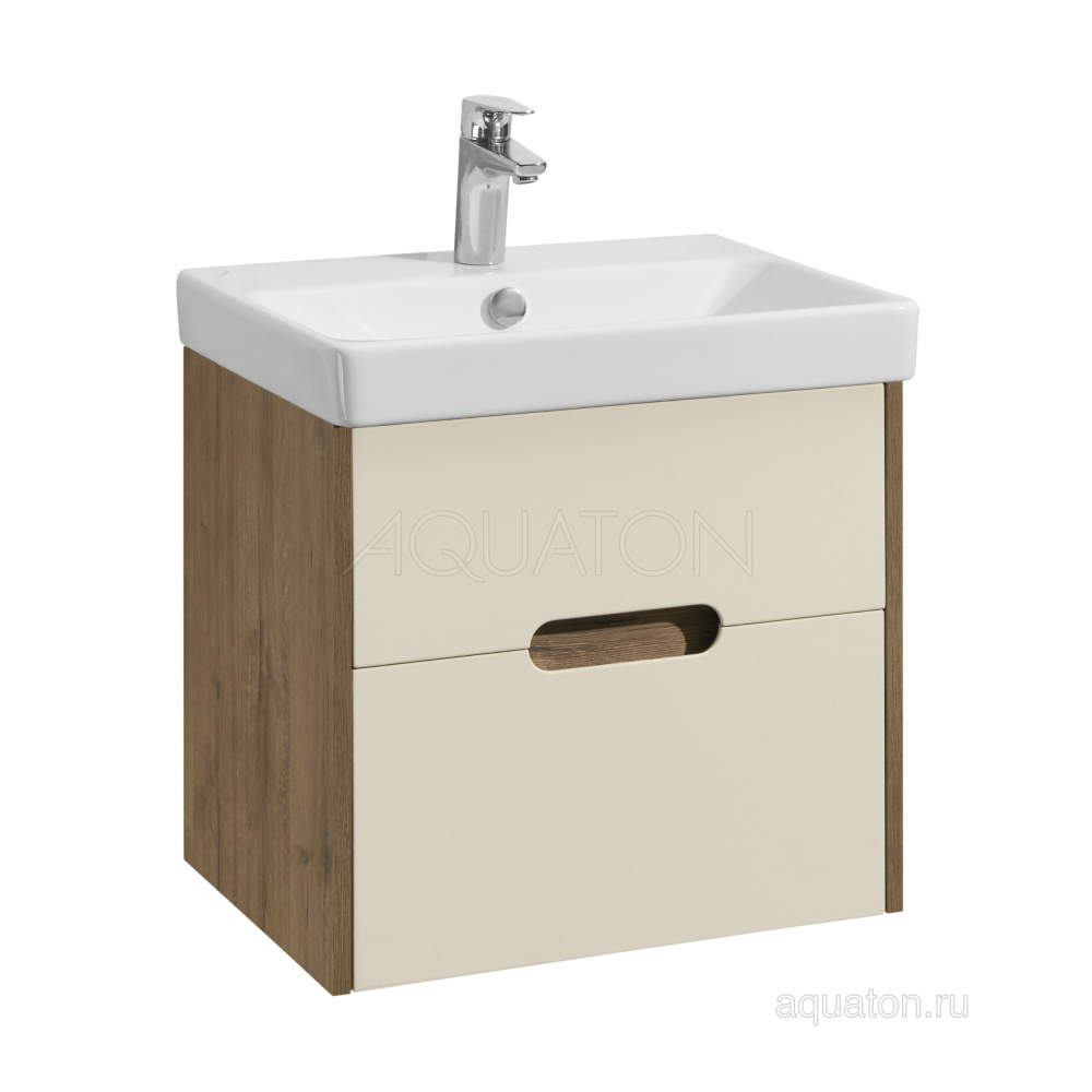 Фото Тумба под раковину Aquaton Оливия 55 бежевый, дуб велл 1A254201OLVG0