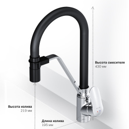 Смеситель для кухни Am.Pm Like (F8007802) хром, черный