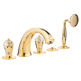 Фото Migliore Korona Crystal 27322 Смеситель на борт ванны на 5 отв, ручки Crystal, золото