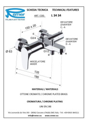 Фото Смеситель Remer для ванны  короткий нос RR L3434 с вых3/4 для душ.колонны