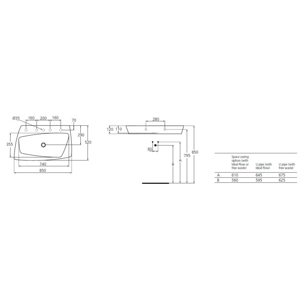 Ideal Standard Simply U T097501 Раковина на 85 см