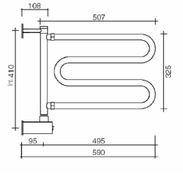 Электрические полотенцесушители Полотенцесушитель электрический Margaroli Vento 510 BOX 510WHNB, высота 41 см, ширина 59 см, белый