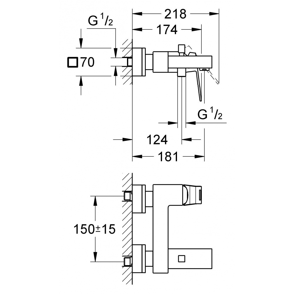 Grohe Eurocube 23140000 Смеситель для ванны с изливом