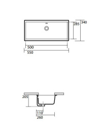 Фото KERASAN SLIM 022901 Раковина  встраиваемая под столешницу 500мм, цвет белый