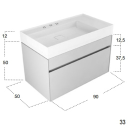 Фото Antonio Lupi Graffio GRAFFIO33590 A bianco goffrato Тумба под раковину GRAFFIO90 90х50хh50см, с 2 ящ