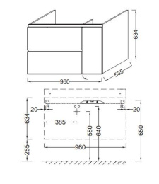 Тумба под раковину Jacob Delafon Soprano 100 см, EB1331-E10, цвет - квебекский дуб