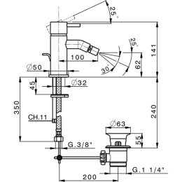 Смеситель для биде Cisal Less New LN00055040, черный