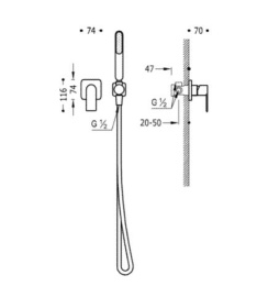 Душевые гарнитуры Tres Loft 20017702 Душевой комплект
