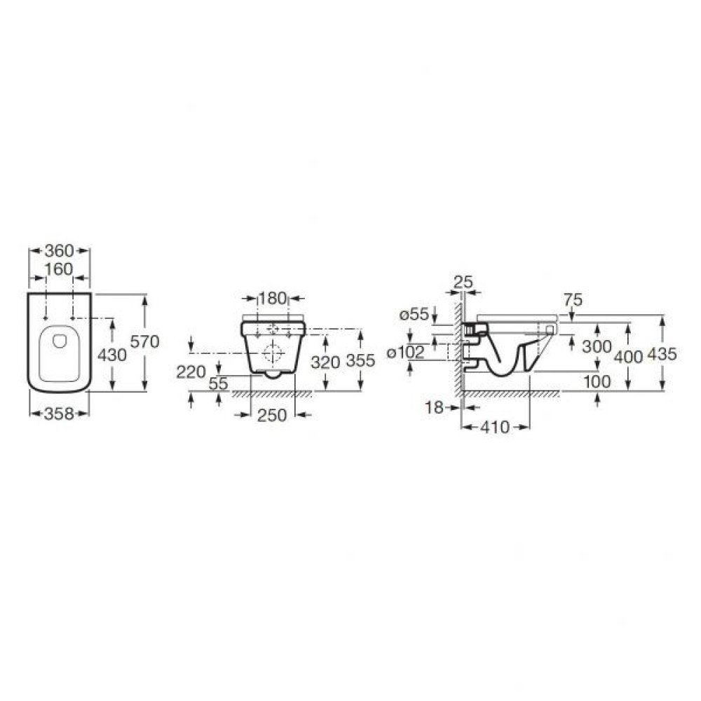 Чаша подвесного унитаза Roca Dama-N (346787000) белый