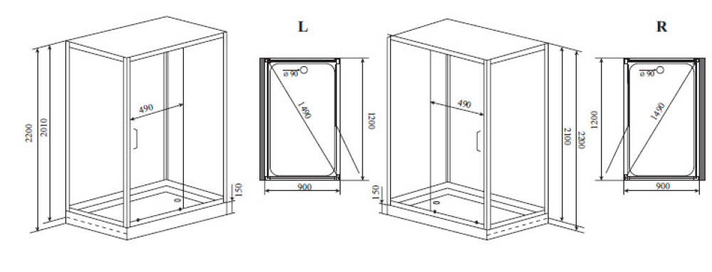 Фото Душевая кабина 120x90x220 Timo (H-510R) С гидромассажем, акрил, Поддон низкий