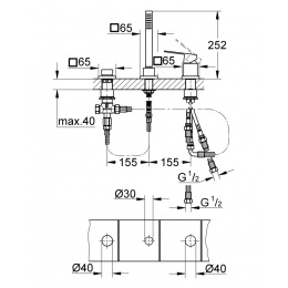 Grohe Eurocube 19966000 Смеситель для ванны, на бортик