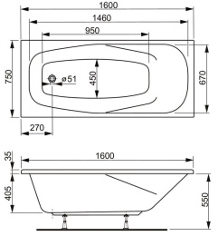 Фото Акриловая ванна 160x75 Vagnerplast (VPBA160ARN2X-04), прямоугольная