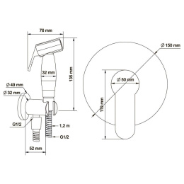 Гигиенический набор со встраиваемым смесителем Swedbe Platta 5524