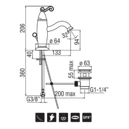 NOBILI Dubai DB00118/1GD Смеситель для раковины (золото)
