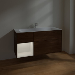 Villeroy Boch Finion G060GFGN Тумба под раковину 1196х498 мм (glossy white/walnut veneer)