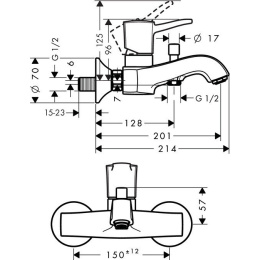 Смеситель для ванны 31340090 Hansgrohe Metropol Classic (хром, золото)