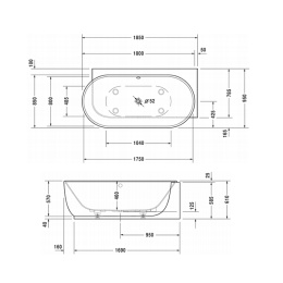Ванна из минерального литья 185х95 см Duravit Luv 700432000000000, белый