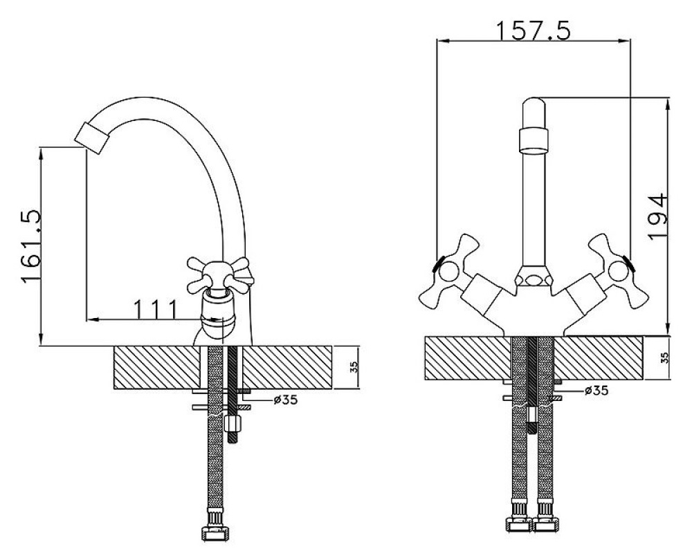 Фото Смеситель для раковины Rossinka H (H02-62)