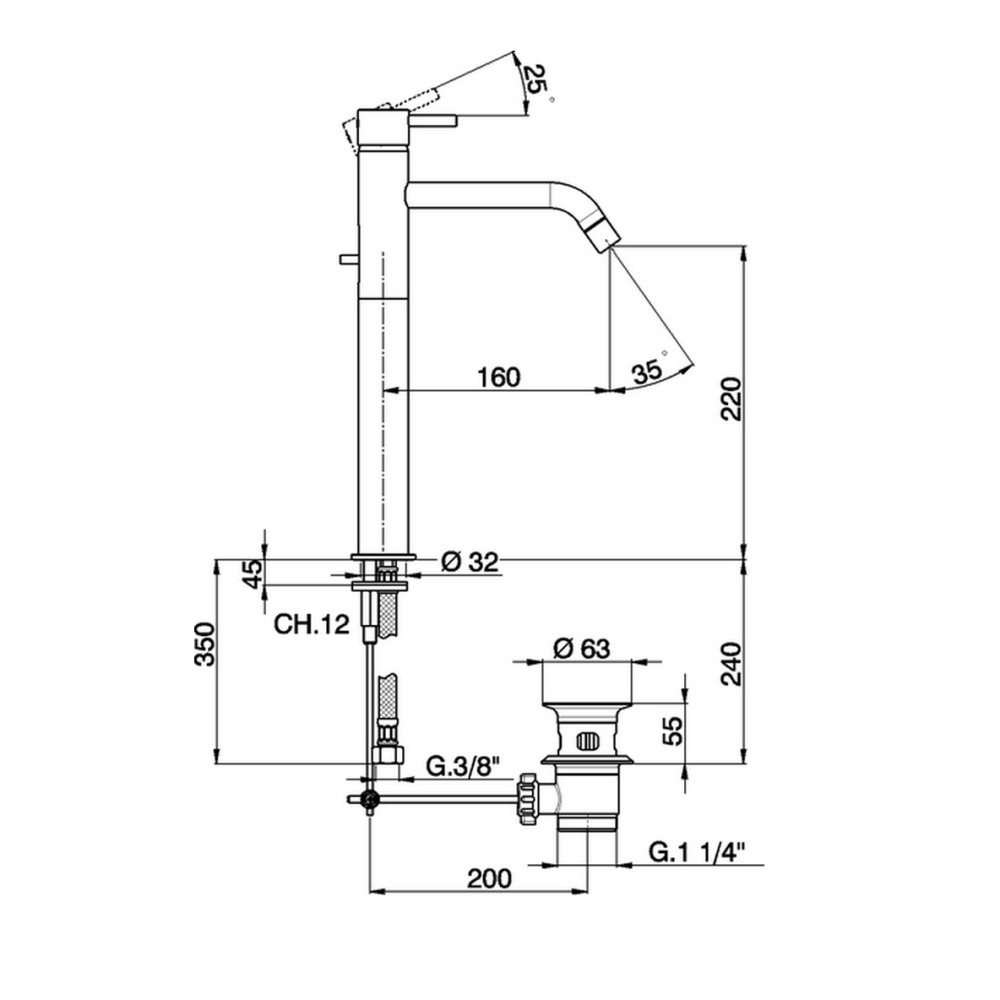 Смеситель для раковины Cisal Less Minimal LM00152021, хром