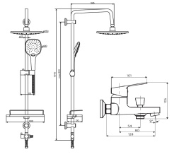 Dorff D0744010 Prime душевая система с тропическим душем и смесителем в комплекте