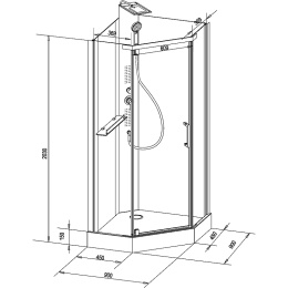 Душевая кабина 90x90x217 Black&White (G8705) акрил, Поддон низкий
