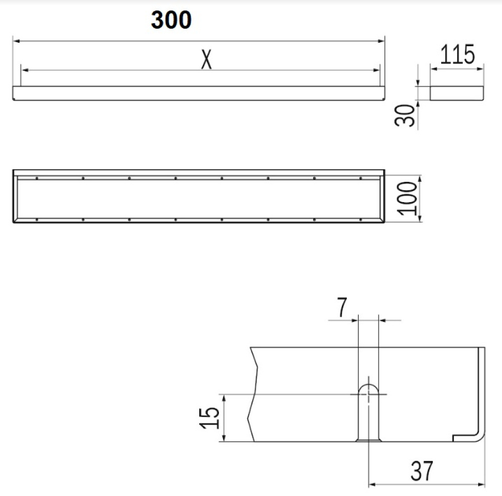 Рейлинг 300 мм модульный, настенный Inda Indissima Barra A8883BNE