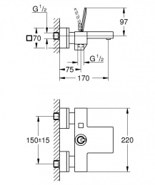 Grohe Eurocube Joy 23666000 Смеситель для ванны с изливом