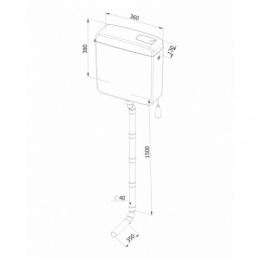 Фото Creavit MEGA 3022-R6 Бачок пластиковый навесной (кнопка, цепочка, труба)