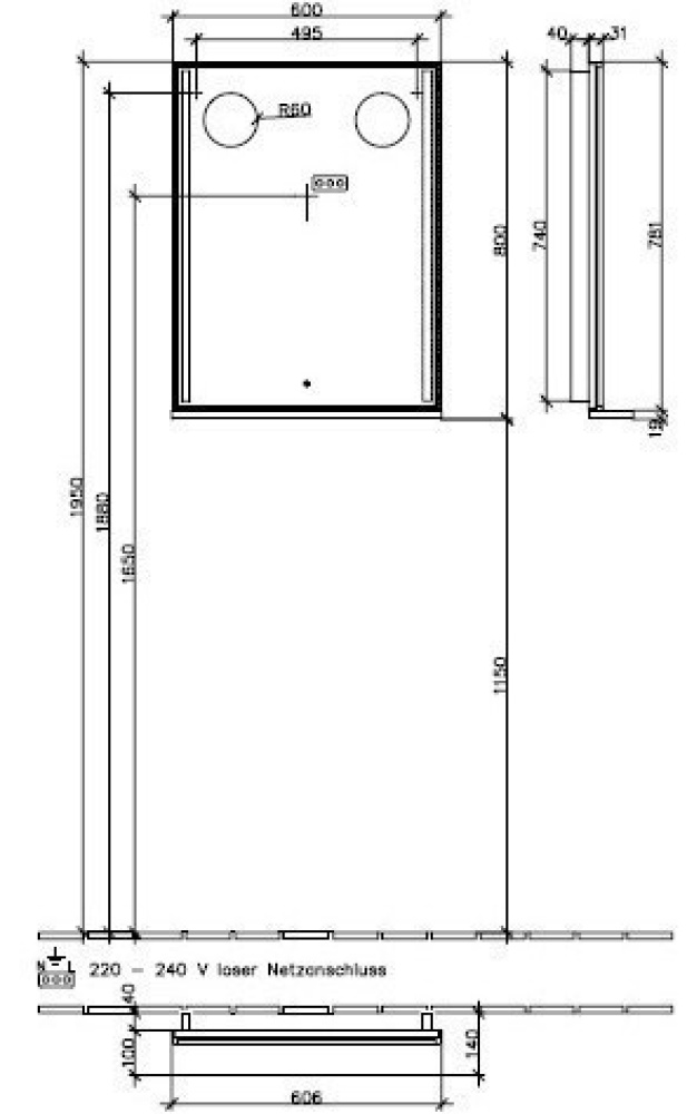 Зеркало 95772000 VILLEROY&BOCH PURE STONE, 600x800x140 мм