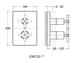 Фото Смеситель Jacob Delafon Modulo Classic E98732-CPдля душа термостатический, на 2 выхода